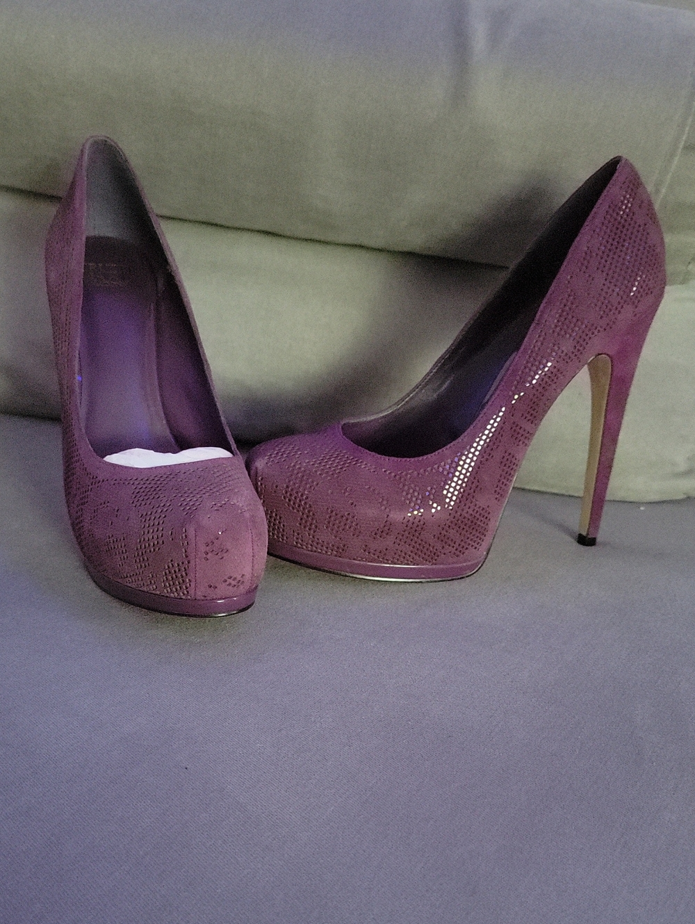 Women's Purple Suede High Heel Platform Pumps